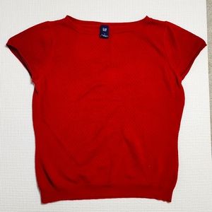GAP Red Pinhole Knit short sleeve cropped top Size L